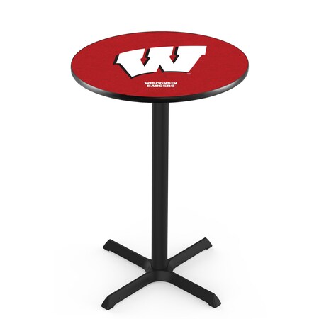 Holland Bar Stool Co 36" Blk Wrinkle Wisconsin "W" Pub Table L211B3628Wisc-W
